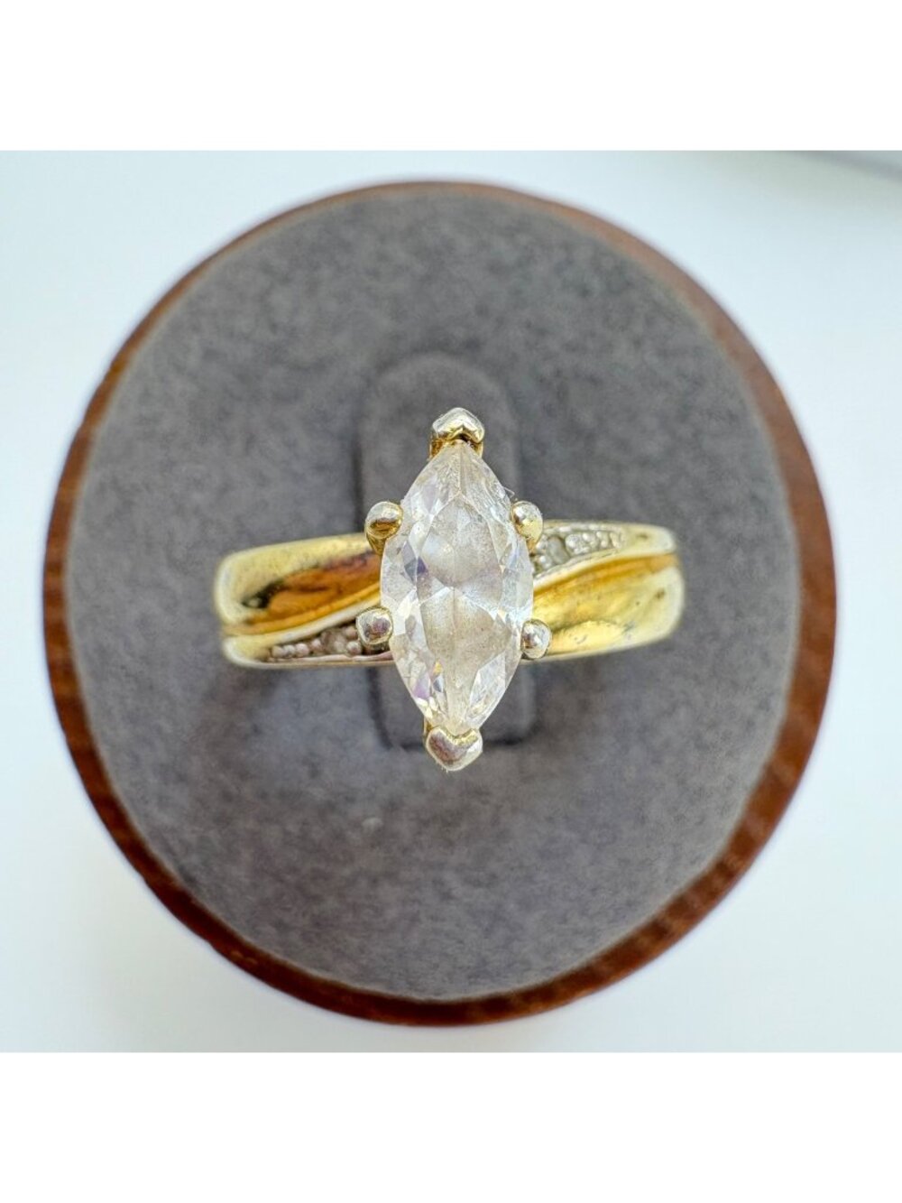 Marquise CZ Gold Over Sterling Silver 925 Solitaire Engagement Promise Ring SZ 7